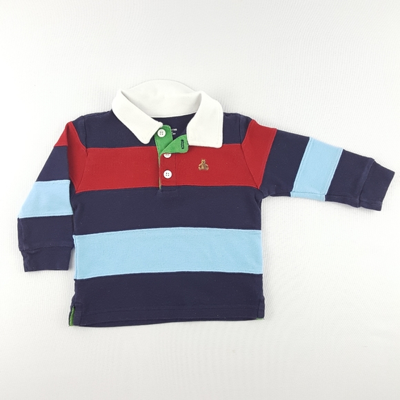 BABY GAP Bear Logo Long Sleeve Collar Stripe Shirt - Picture 3 of 6